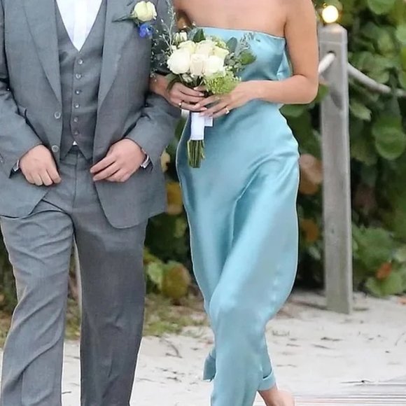 Blue Strapless Maxi Dress Open Back - Picture 2 of 7